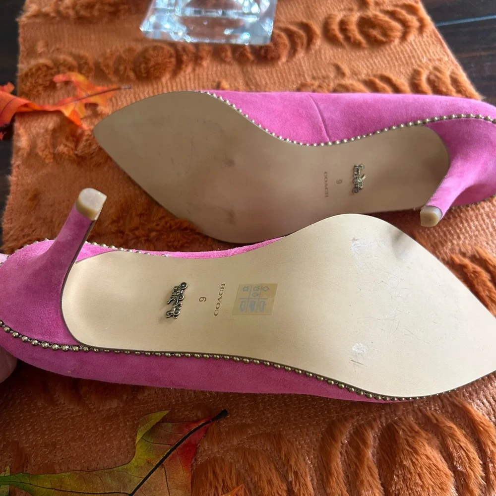 Coach Waverly85 Beadchain Suede Heels - Picture 5 of 9